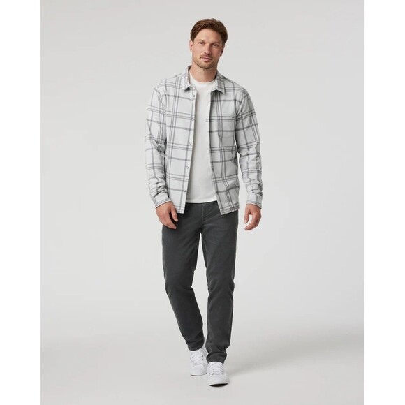 Vuori Men's XXL Seaview Plaid Flannel Button-Down Fleece Shirt Frost Grey White - Picture 2 of 9